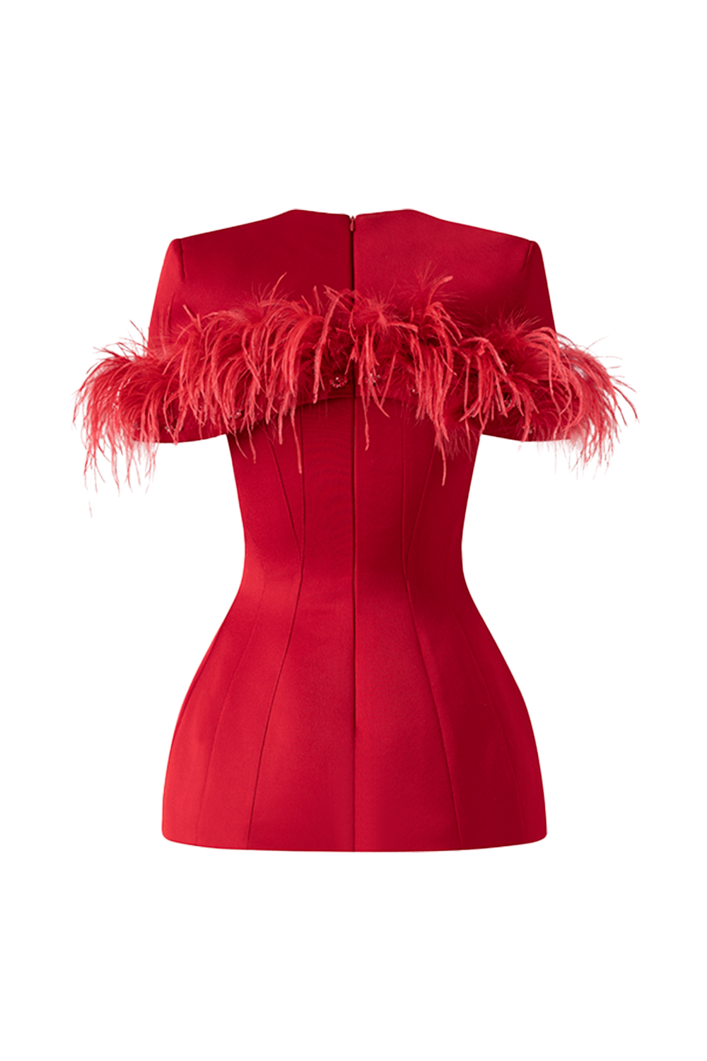 Feather Embellished Short Sleeve Blazer With Pleated Ankle Skirt Set